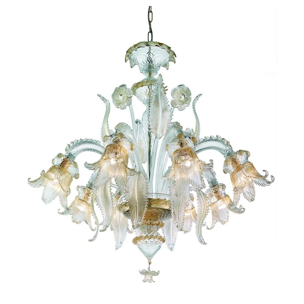 CENTURY - Vintage style GOLD crystal chandelier