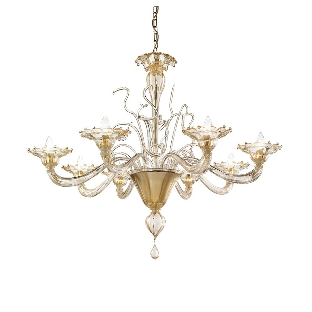 REGALE - Elegant GOLD Amber glass chandelier