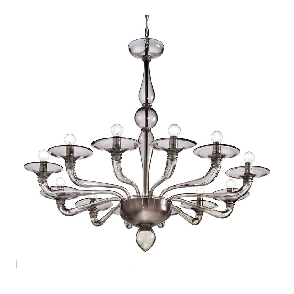 PETALUMA - 12 lights chandelier in smoky gray