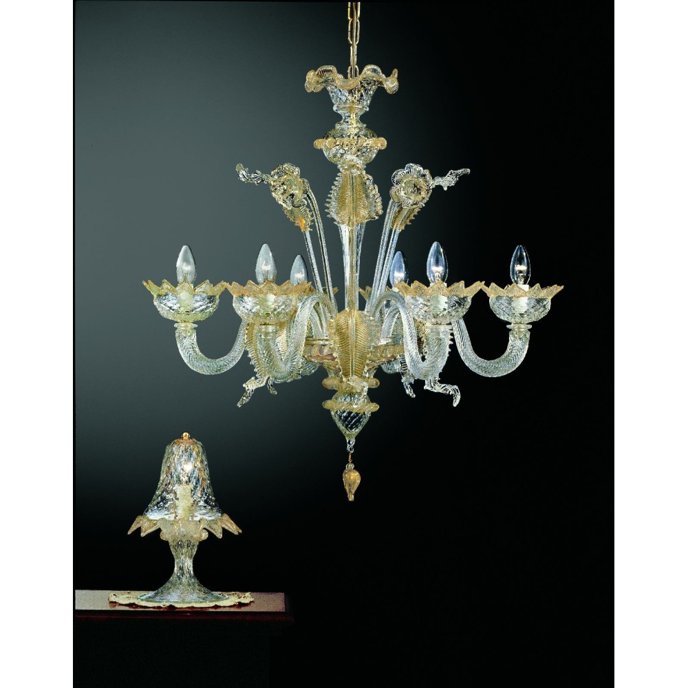 MORI - Venetian chandelier with 6 lights GOLD crystal