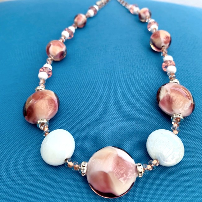 PRINCESS - Collar moderno con perlas rosas antiguas