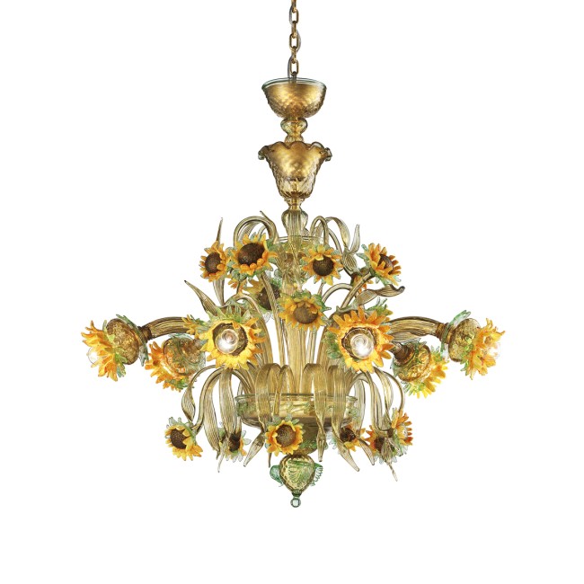 SUNFLOWER - Chandelier with yellow paste flowers
