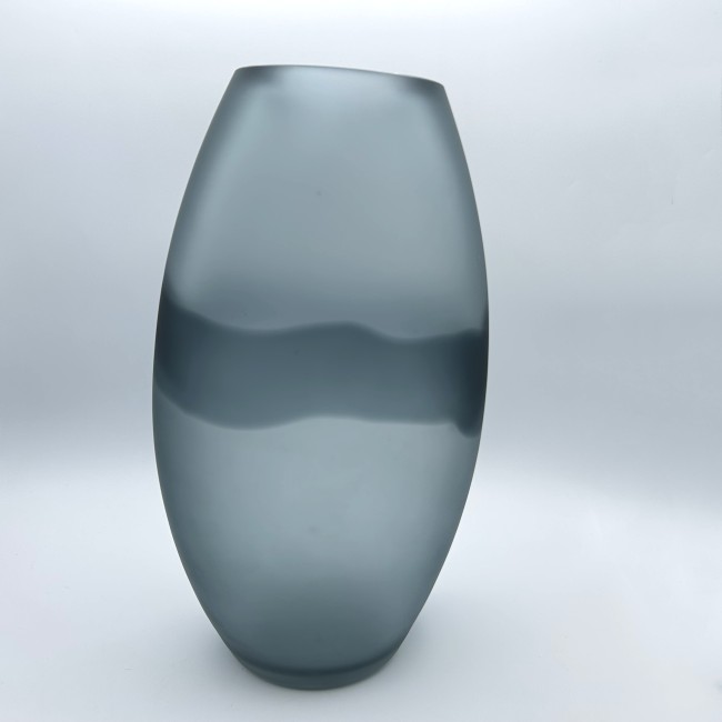 DAKOTA - Gray satin design oval vase