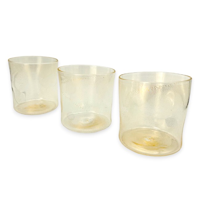 MURANO - Set de 3 verres à eau à la feuille d'or