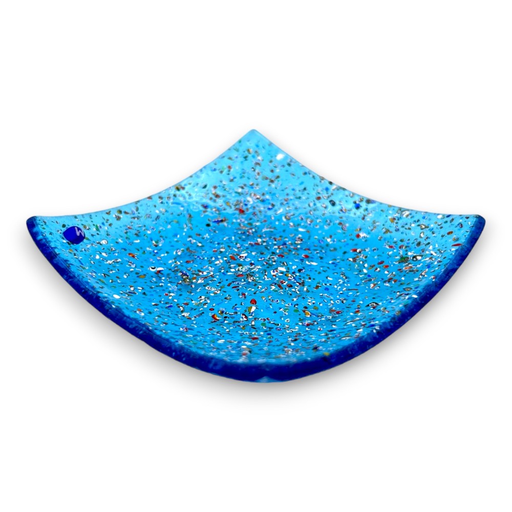 ETNA - BLUE pocket emptier plate in Murano glass with glass powder