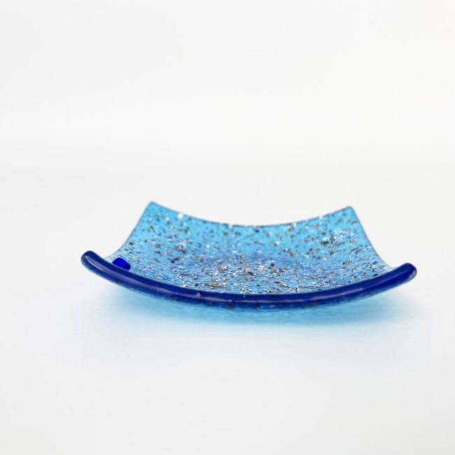 ETNA - BLUE pocket emptier plate in Murano glass with glass powder