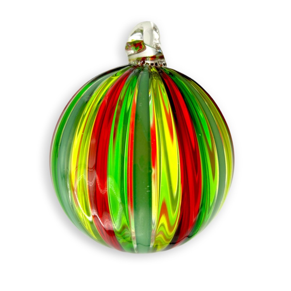 Pallina di Natale Rossa e Verde in vetro di Murano - Decorazione albero di  Natale