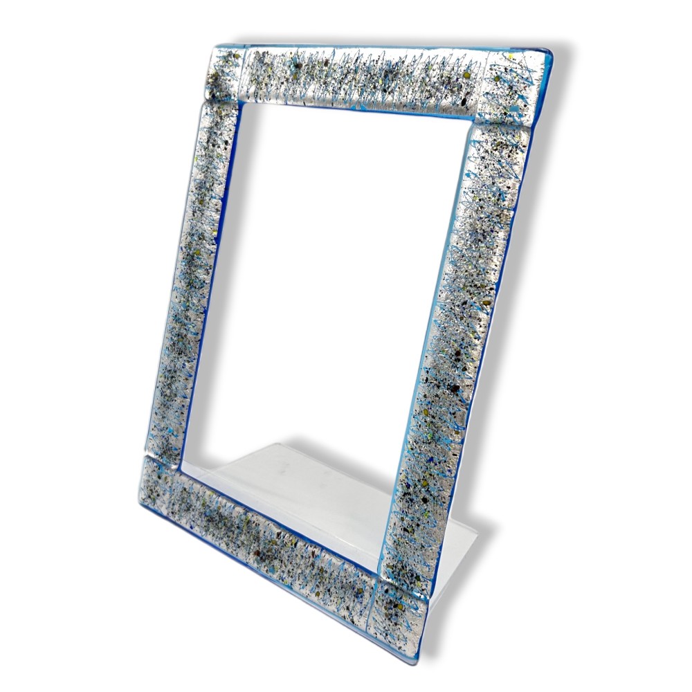 EMOZIONI - Porta foto 20x30 cm in foglia ARGENTO in vetro di Murano