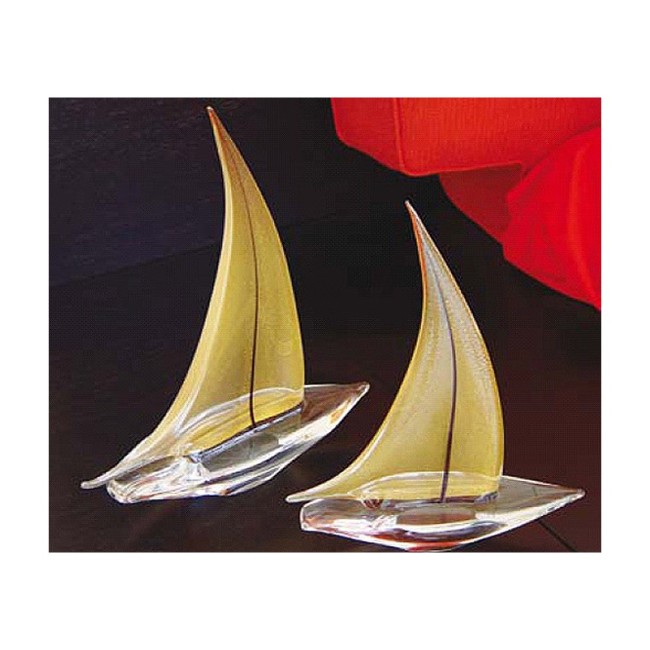 SAIL - Barche a Vela in vetro cristallo con foglia ORO