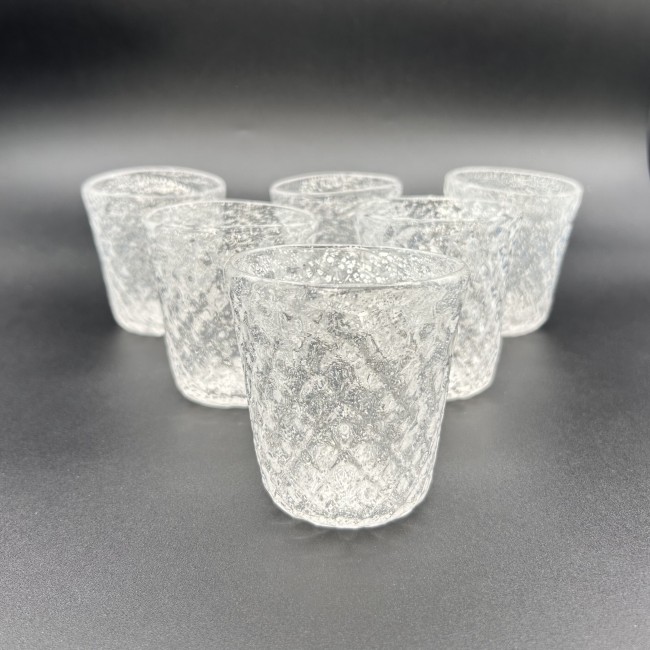 HERMES - Set of 6 "Baloton" glasses in SILVER leaf in Murano Glass