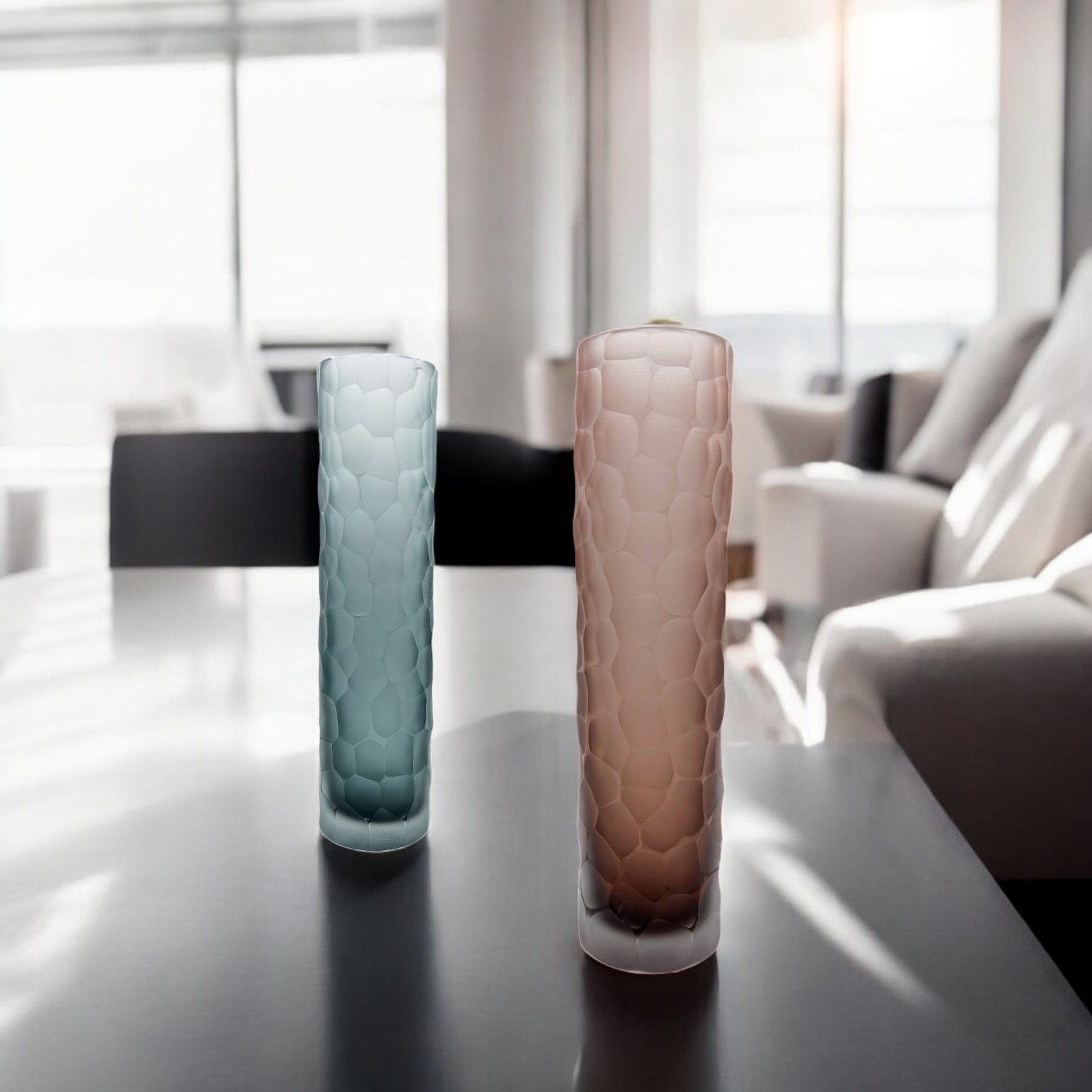 Satin finished wrought glass vase